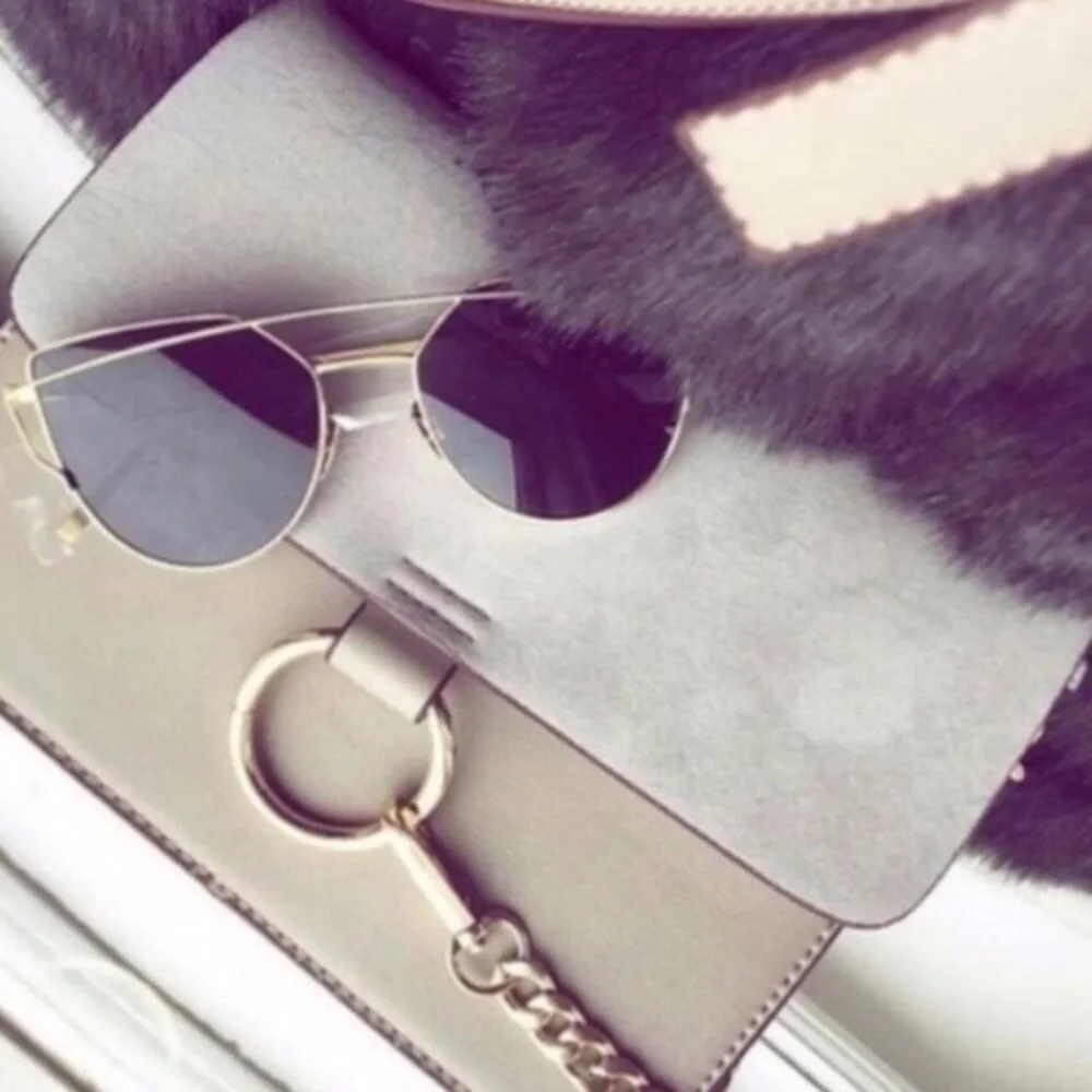 New💕Oversized Cat Eye Gold Aviator Sunglasses